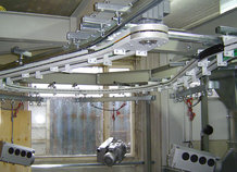 Overhead Monorail System with partial automated flow of materials via Circular Conveyor in a paint and drying plant